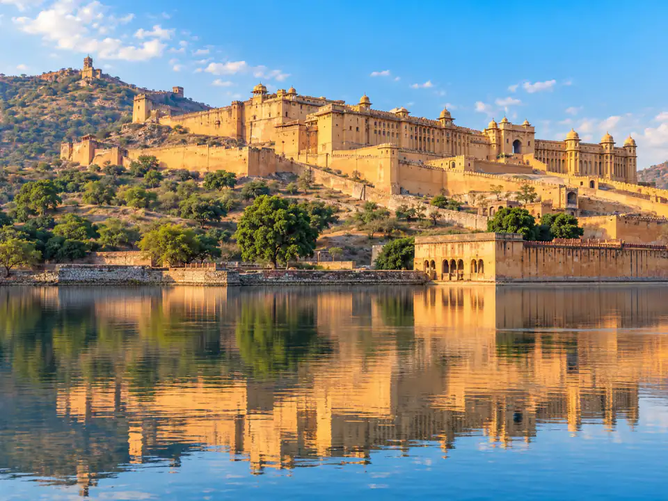 Amber heritage scenery, Jaipur — original destination-inspired artwork.
