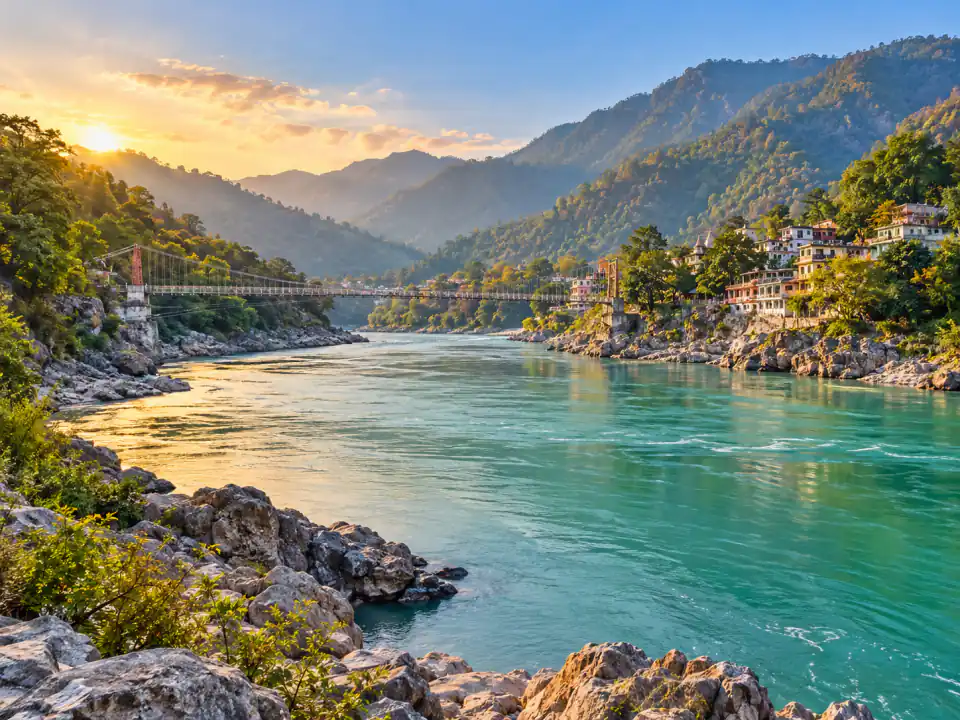 Ganga valley near Rishikesh — original destination-inspired artwork.