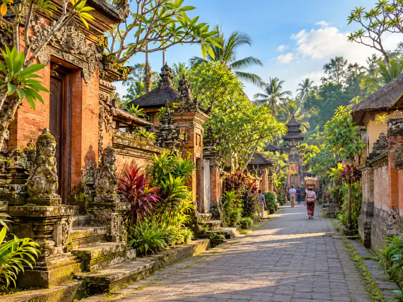 Balinese village craft lanes — original destination-inspired artwork.