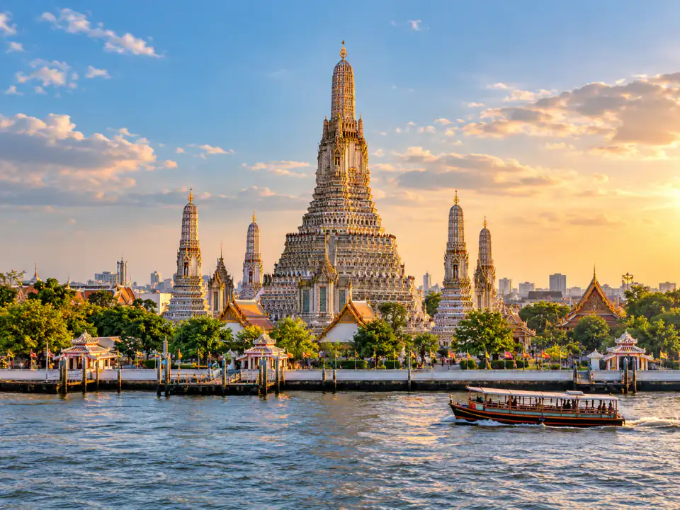 Bangkok's riverside heritage — original destination-inspired artwork.