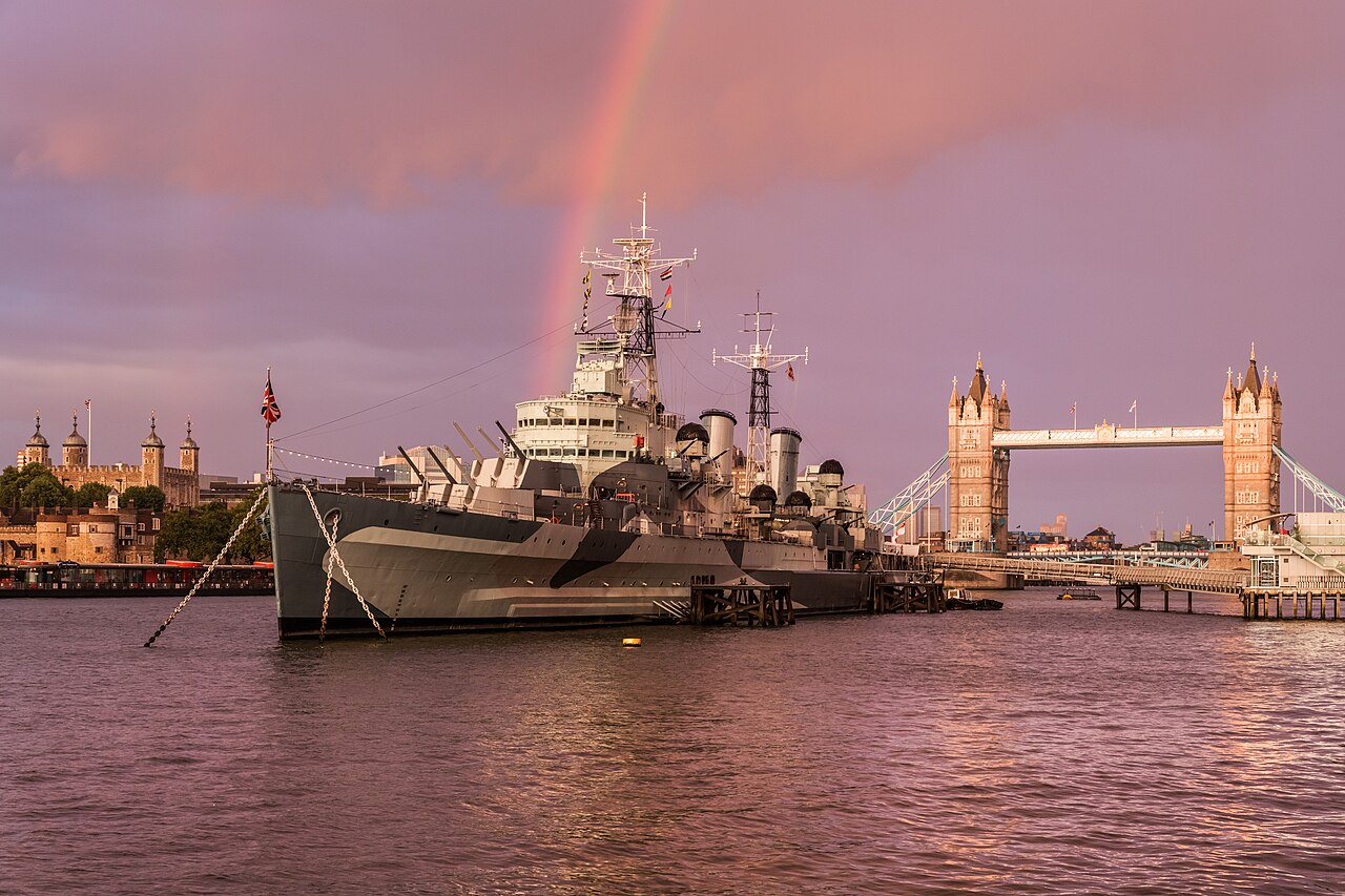 HMS Belfast with rainbow.jpg - UK Standard Visitor Visa for Indians